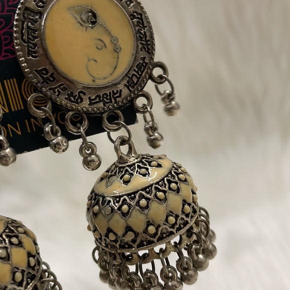 oxidised hand-painted beautiful jhumkas - Picture 7 of 12